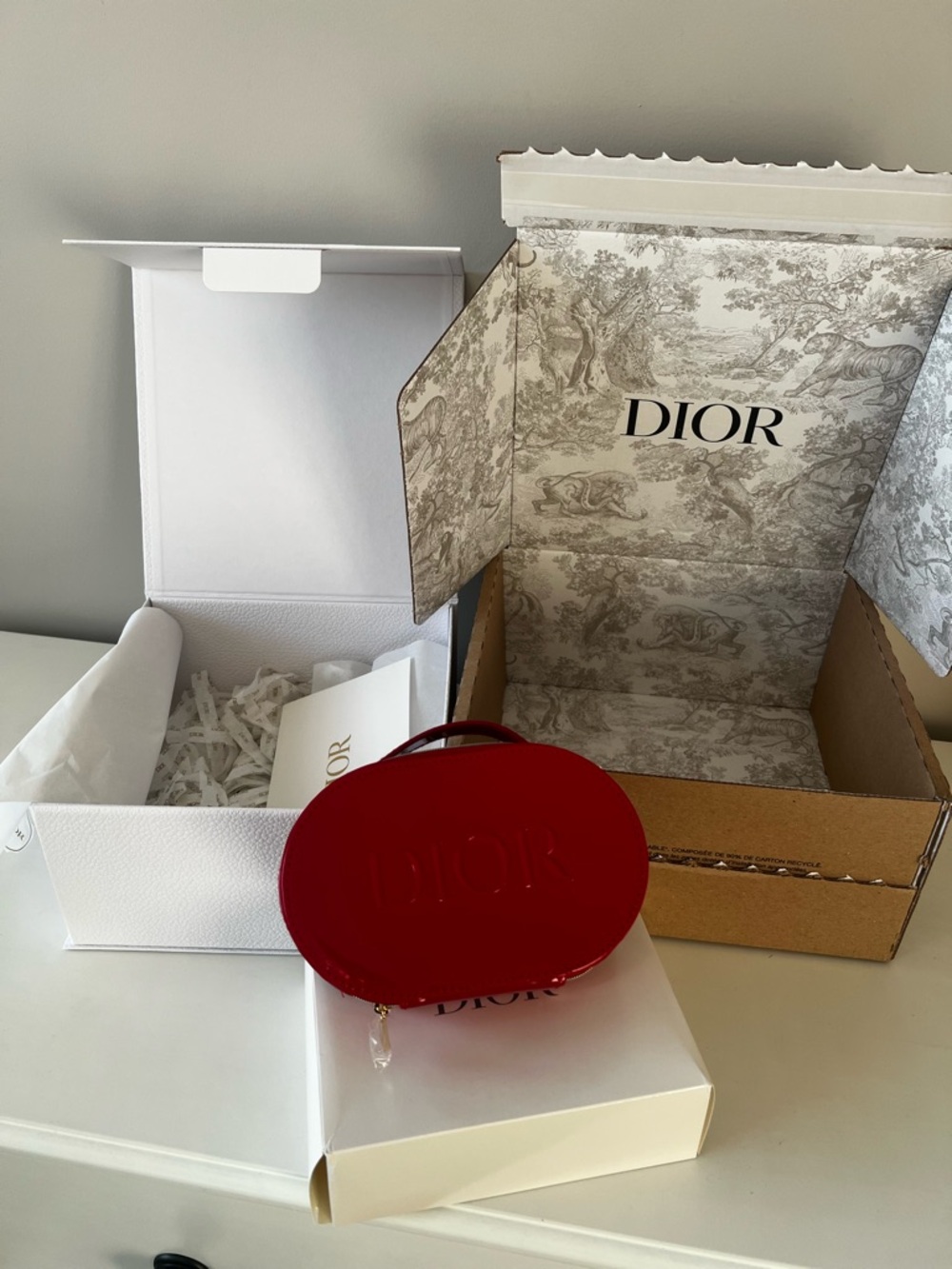 Dior Glossy Red Patent Oval Top-Handle Bag